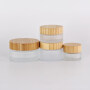 5g 10g15g 20g 30g 50g 100g frosted glass cream jar with bamboo lid,high quality glass jar