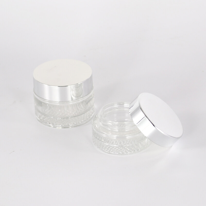 New design 15g 30g 50g clear cream jar cosmetic glass jar container packaging