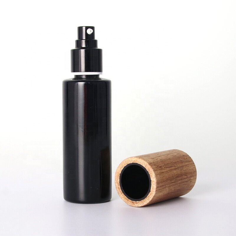 100ml Black Airless Lotion Cream Pump Bamboo Bottles