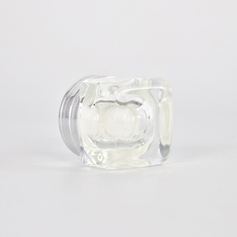 New Arrival 15g 15ml Square Shape Glass Cream Jar Cosmetic Jars with Silver Lids for Lip Balms Cream Cosmetic Samples