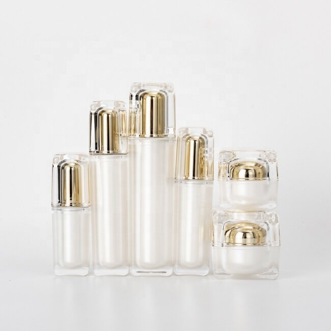 new arrival lotion plastic bottle acrylic plastic bottles and jars with gold plastic cap