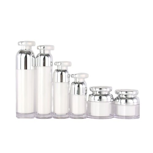 White cosmetic plastic acrylic airless lotion bottle and cream jar