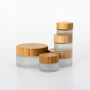 5g 15g 30g 50g 100g 200g Skin Care Face Cream Glass Jars Cylindrical White Frosted Glass Cosmetic Cream Jars with Bamboo Lid