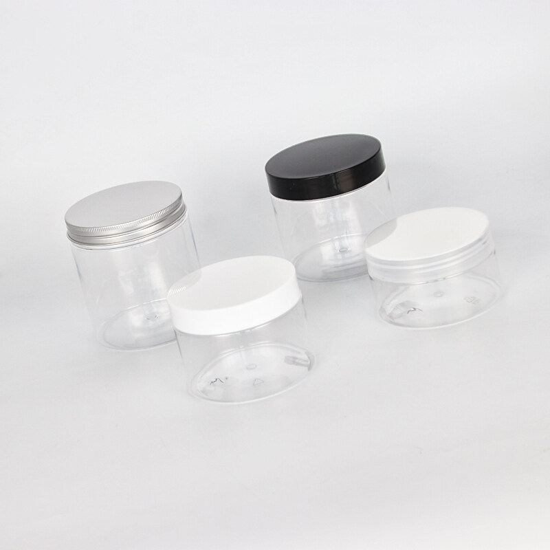 custom 100ml 200ml 8oz 300ml 12oz 500ml clear white black amber wide mouth cosmetic containers plastic pet jar