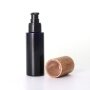 Opaque Black Body Lotion Pump Glass Bottle Set with Bamboo Cap