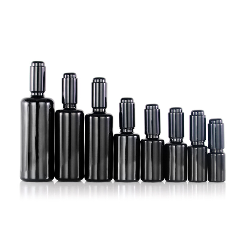 High quality with lower price opaque black glass bottle black uv-proof glass bottles