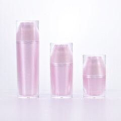 New Design Luxury  30ml 50ml 100ml  Acrylic Pink Transparent Essence Vacuum Pump Bottles and Cream Jars 15g 30g 50g