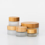 Organic wooden 30g 50g bamboo lid glass jar for face cream Cosmetic Packaging container jar