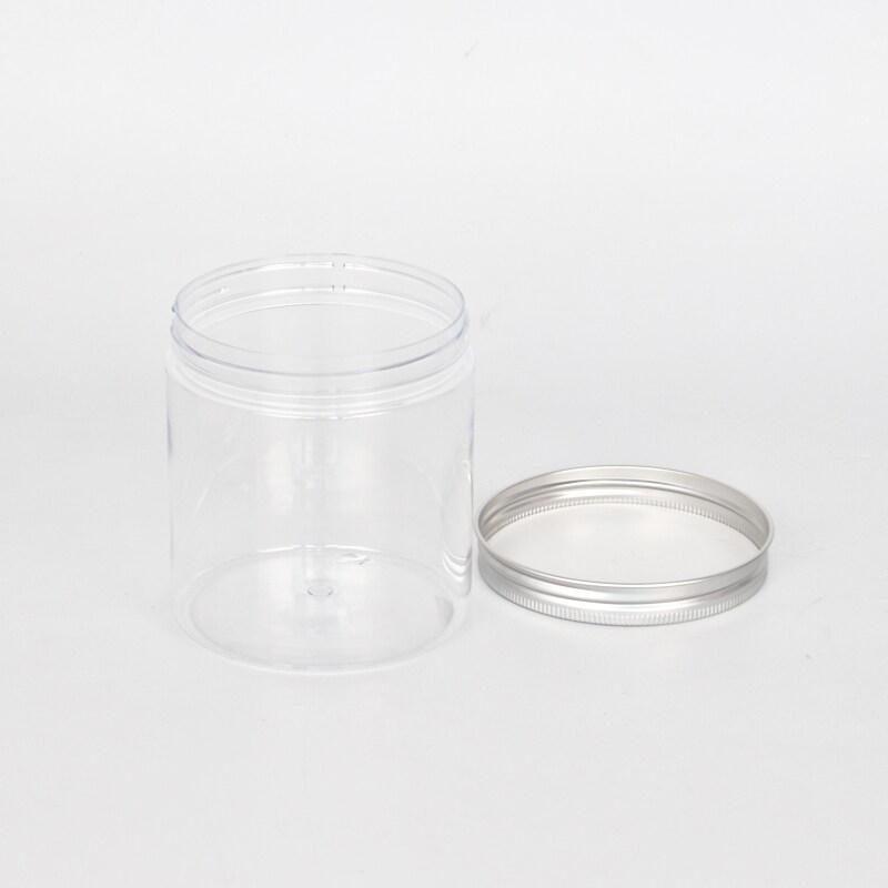 100ml 150ml 200ml 400ml 4oz 8oz Food Grade Cosmetic Packaging Clear PET wide mouth plastic jar with aluminum plastic lid