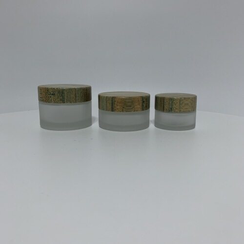 Eco-friendly material Glass bottle wholesale clear frosted jar with painting bamboo lid