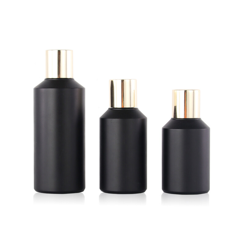 130ml 150ml 200ml black plastic PET cosmetic toner bottle with screw cap