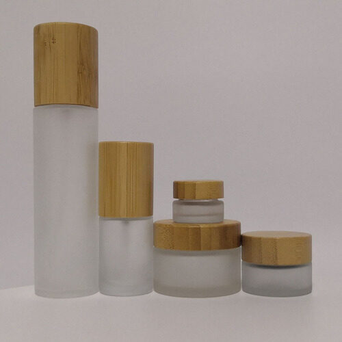 15g 30g 50g 100g bamboo lid packaging clear frosted cream cosmetic jar and bottle with bamboo lid
