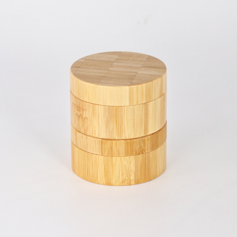 High quality professional bamboo cosmetic packaging set bamboo wooden powder puff box