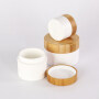Hot 15ml 30ml 50ml 100ml 150ml 200ml 250ml white PP plastic cosmetic cream jar with bamboo wooden lid