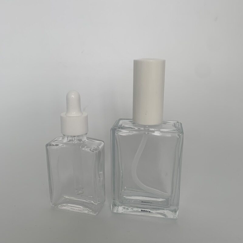High-end Square Clear Glass Pipette Bottles 30ml 50ml 100ml Essential Oil Rectangle Glass Dropper Bottles