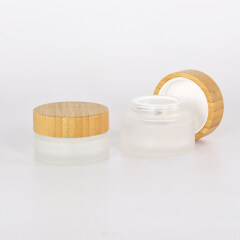 klare mattierte Farbe Hautpflege-Cremebehälter 50 ml mattiertes Kosmetikglas mit Bambusdeckelglas