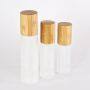 Nice 50ml custom Frosted Glass Cosmetic Bamboo Cap Perfume Bottle With bamboo Spray lid Glass Pump Bottles for Cosmetics