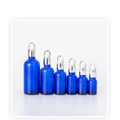 Blue glass essential oil bottle classic glass bottle with silver dropper