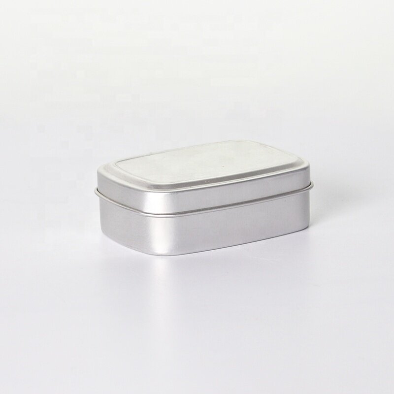 40ml silver color square aluminum jar recyclable metal storage jar with cover