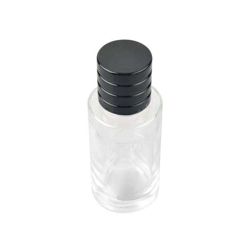 cylindrical 50ml clear perfume bottle glass bottle with special perfume bottle