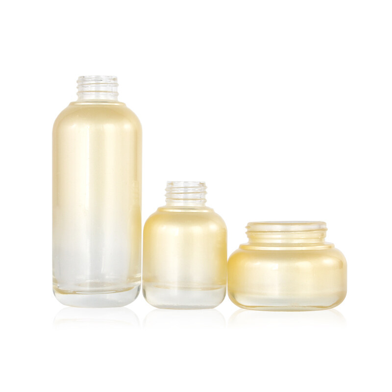glass cosmetic packaging ,30ml 100ml lotion bottle with high quality round transparent plastic lid ,50g glass cream jar