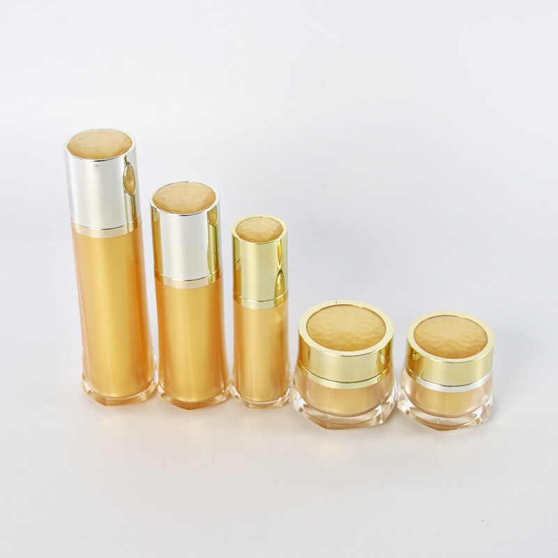 30ml 60ml 100ml high quality golden plastic full set glass bottle and jars