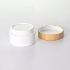 15g 50g 60g 100g 250g white plastic with Bamboo Lid Cream Jars Empty Cosmetic Packaging