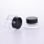 Factory Price Transparent Glass Bottles and jar with frosted black plastic cap for skin care serum cream cosmetic packaging