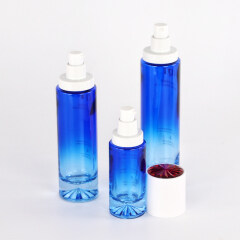 comestic packaging painting glass lotion cream bottle set with high quality customized plastic cover