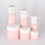Wholesale 40ml 100ml 120ml painted pink  glass bottle and 15g 50g 100g painted pink glas jar with  for skin care