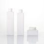 wholesale luxury  30ml 50ml 100ml 120ml  opal white glass bottle square shape for skin care cosmetic package
