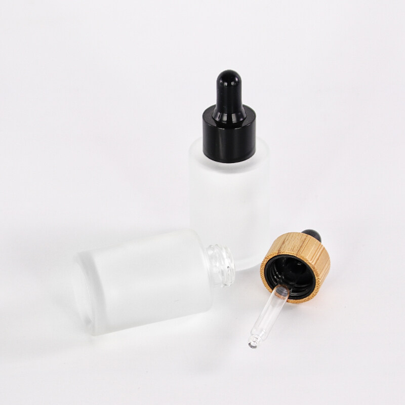 Cosmetic packaging frosted clear glass dropper pump sprayer 30ml 50ml 100ml glass bottle