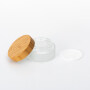 Hot 5g 15g 30g 50g 100g luxury Frosted cosmetic face cream glass jar bottle with wooden bamboo lid