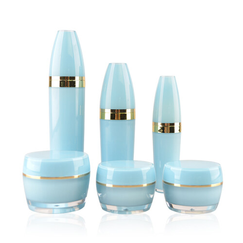 Customized Blue colored Acrylic cosmetic bottles cosmetic containers for skincare packaging