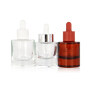 30ml 1 oz thick bottom clear round shape glass serum dropper bottle for essential oil glass bottle