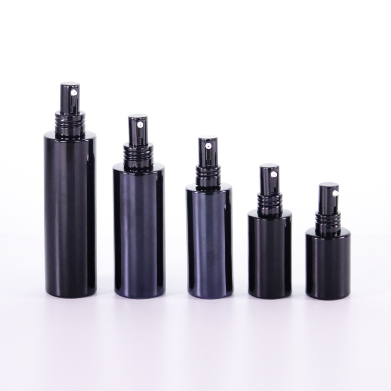 30ml 50ml 100ml cosmetic pump bottle black glass lotion bottle for serum