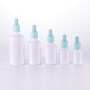 Hot Selling Glass Eye Dropper Bottles White Porcelain Glass Bottles With Blue Lids For Essential Oil Serum Aromatherapy