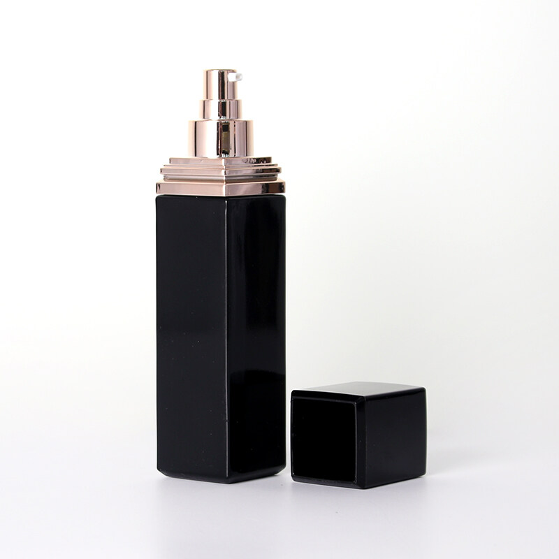 High-grade black painting color square column perfume bottle golden lotion pump fine mist spray bottle empty bottle
