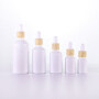 Hot Selling luxury empty opal white  glass cosmetic bottles with water transfer plastic lids for skin care essential oil