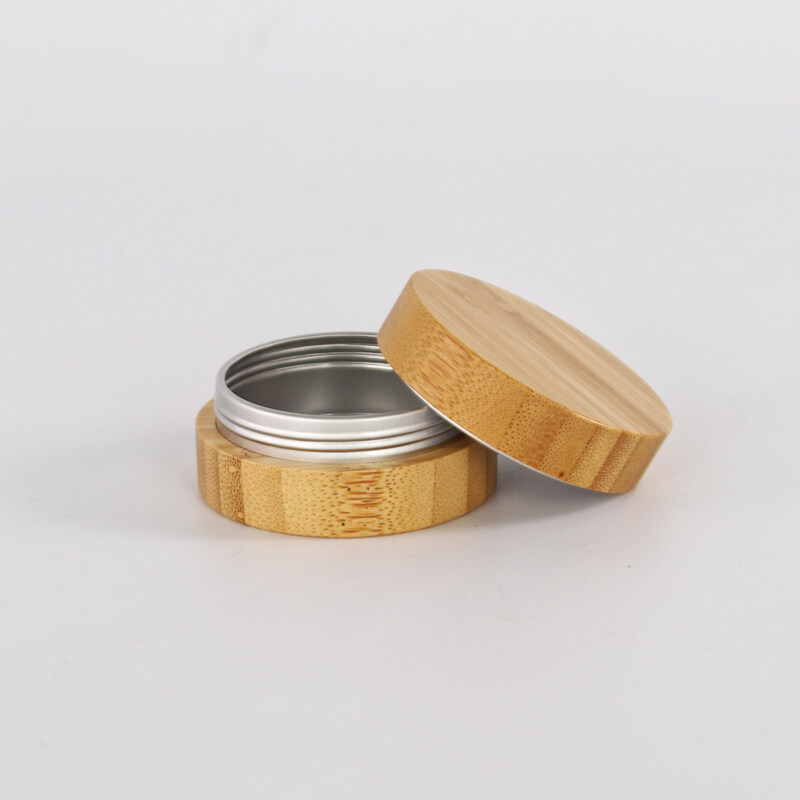 No plastic 100% eco-friendly cosmetic packaging wood aluminum jar wood cream jars