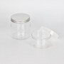 Wholesale Food Grade Plastic Empty Clear Wide Mouth Cosmetic Food Storage PET Plastic Jars with Aluminum Silver Screw Lid