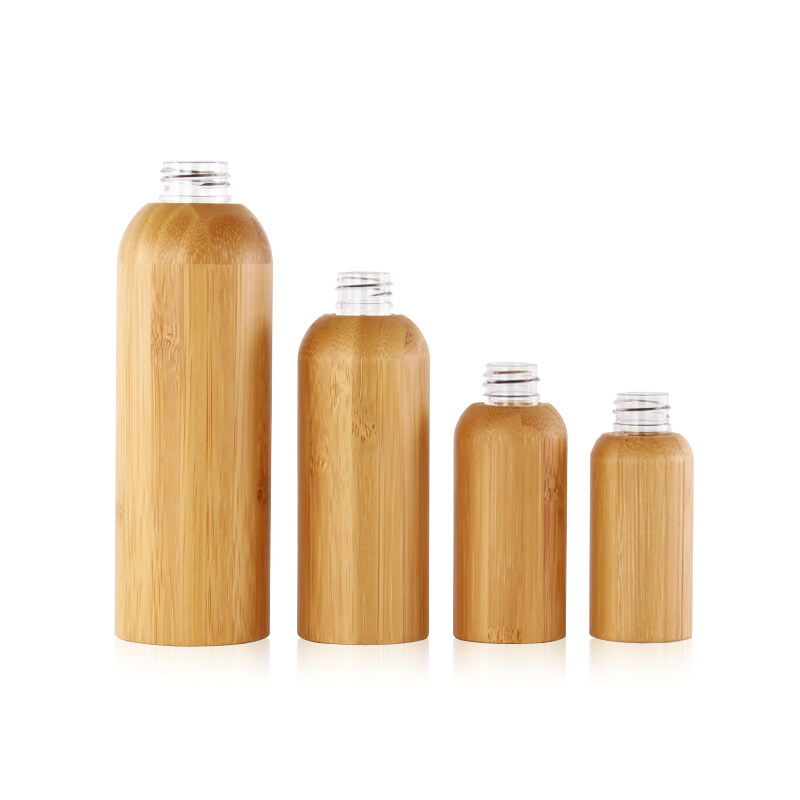 Empty sets clear frosted glass cream jar with bamboo lid glass bottle for toner lotion cosmetic packaging glass bottle
