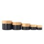 5g 10g 30g 50g 100g black glass cosmetic cream jar with bamboo lid