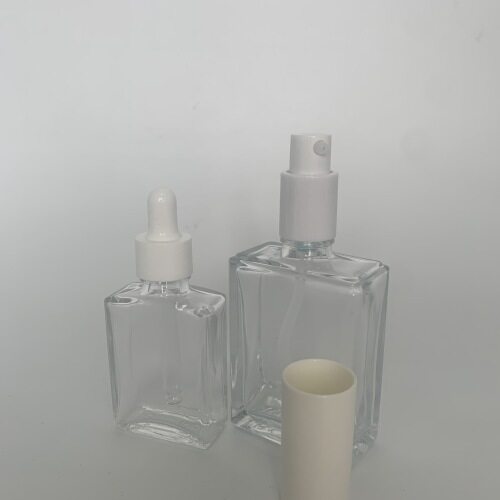 OEM Logo 5ml 10ml 20ml 1oz Empty Clear Square Rectangle Shape Spray Glass Perfume Bottle