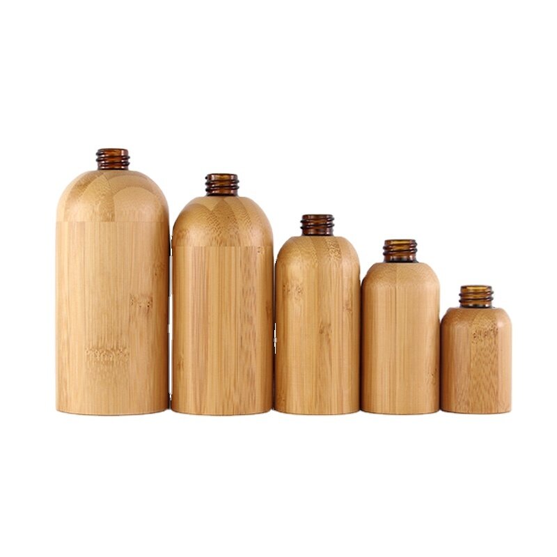 5ml 10ml 15ml 20ml 30ml 50ml 100ml 150ml 200ml cosmetic lotion bamboo cover glass bottle set