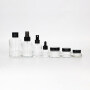Transparent  slopping shoulder high quality glass bottle and jars with sliver lotion pump and cap