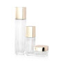 Clear square cosmetic glass lotion bottle and cream jar