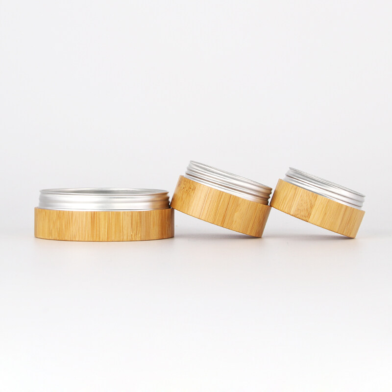 15g 30g 50g 100g 150g 200g cosmetic skincare natural bamboo aluminum  with different wooden material covered jar