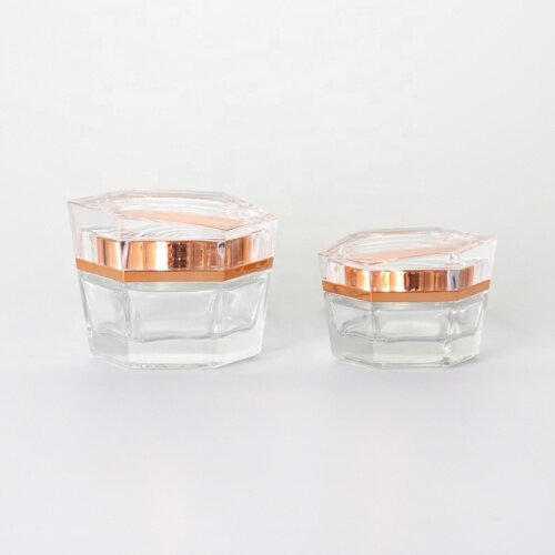 Orange lids cream jars clear plastic lid glass jars for skin care cream wholesale luxury container for cream