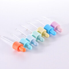 High quality colorful 18/410 plastic dropper with glass pipette for essential oil glass bottle